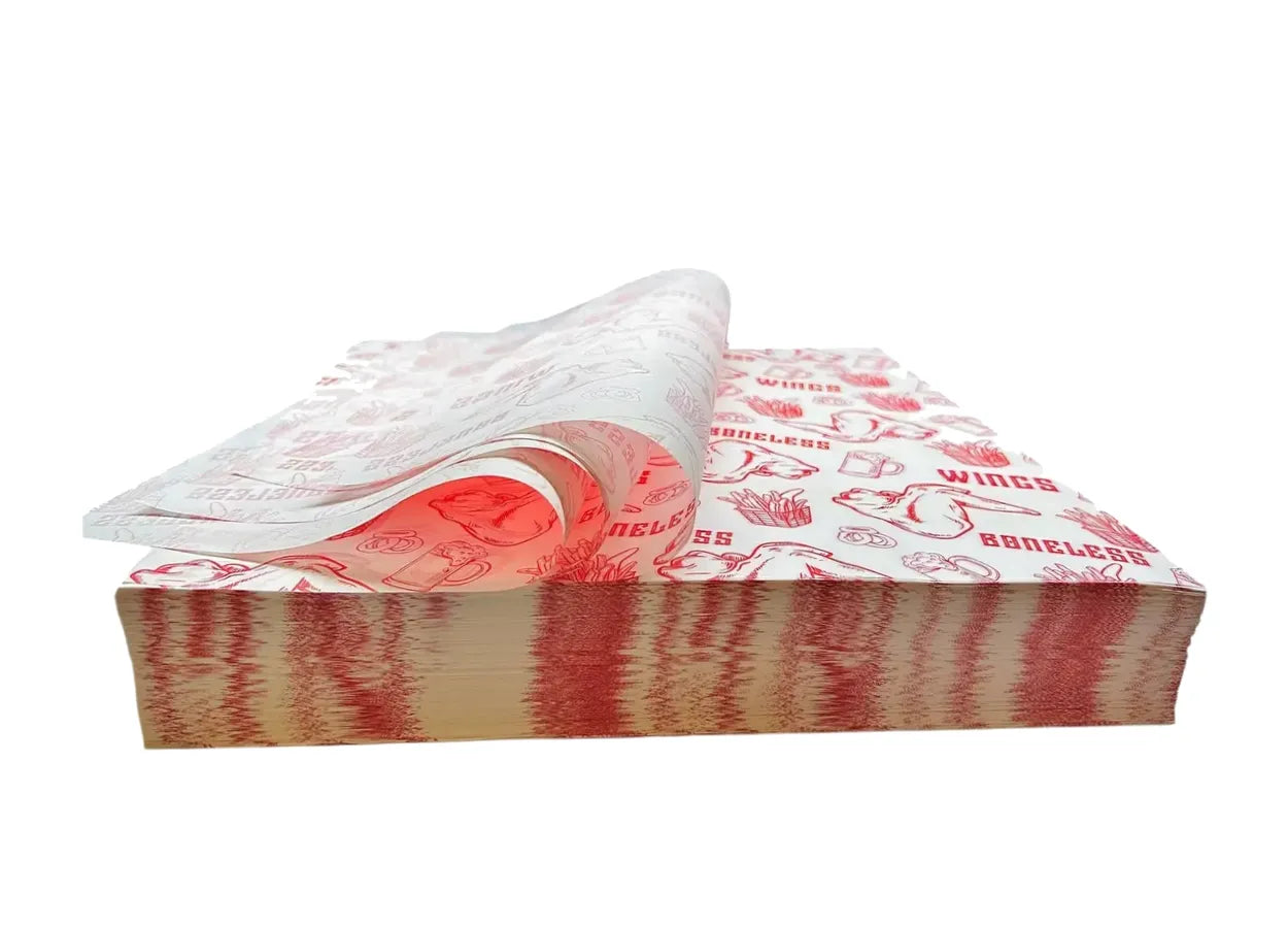 1000 piezas papel encerado alitas color rojo 20x30cm