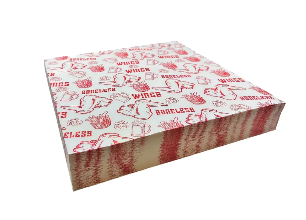 1000 piezas papel encerado alitas color rojo 20x30cm