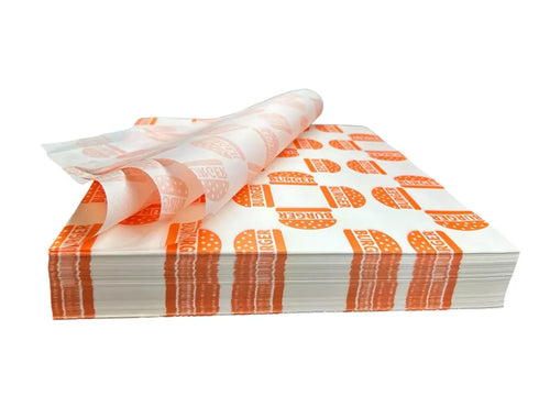 1000 piezas papel encerado burger color naranja 20x30cm
