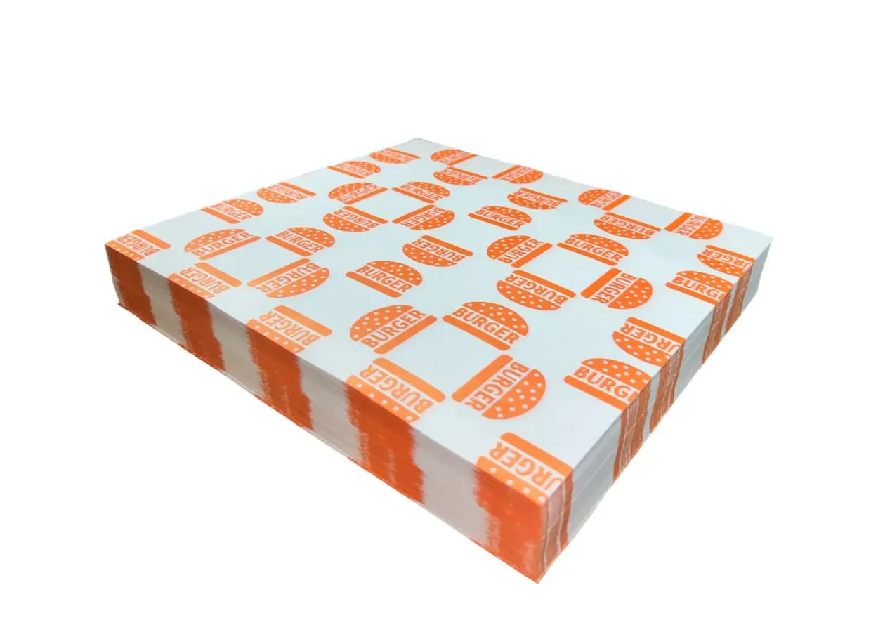 1000 piezas papel encerado burger color naranja 20x30cm