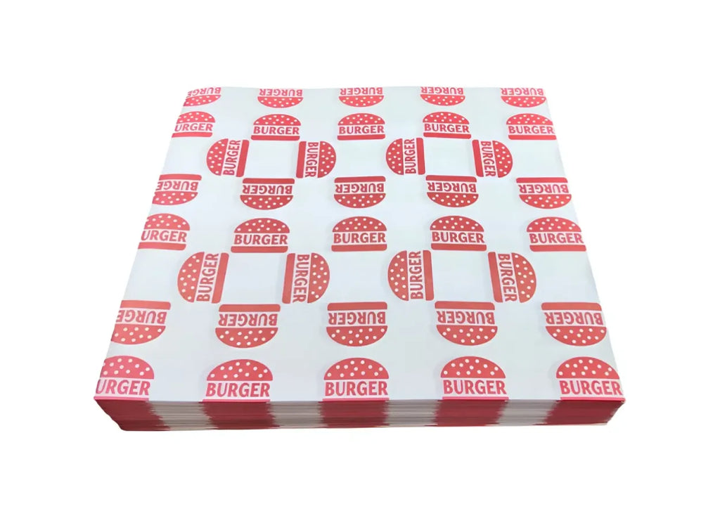 1000 piezas papel encerado burger color rojo 20x30cm