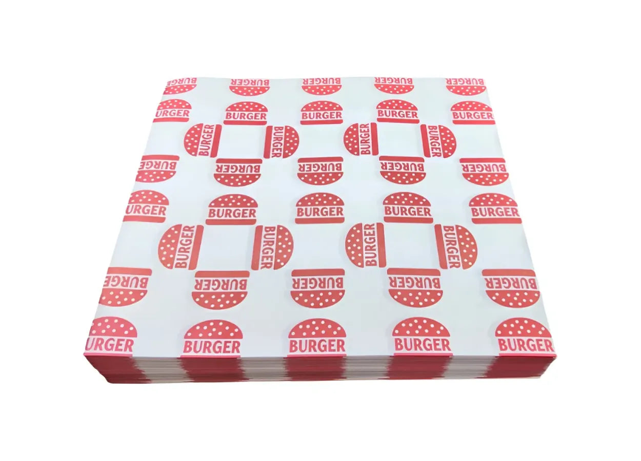 1000 piezas papel encerado burger color rojo 22x29cm