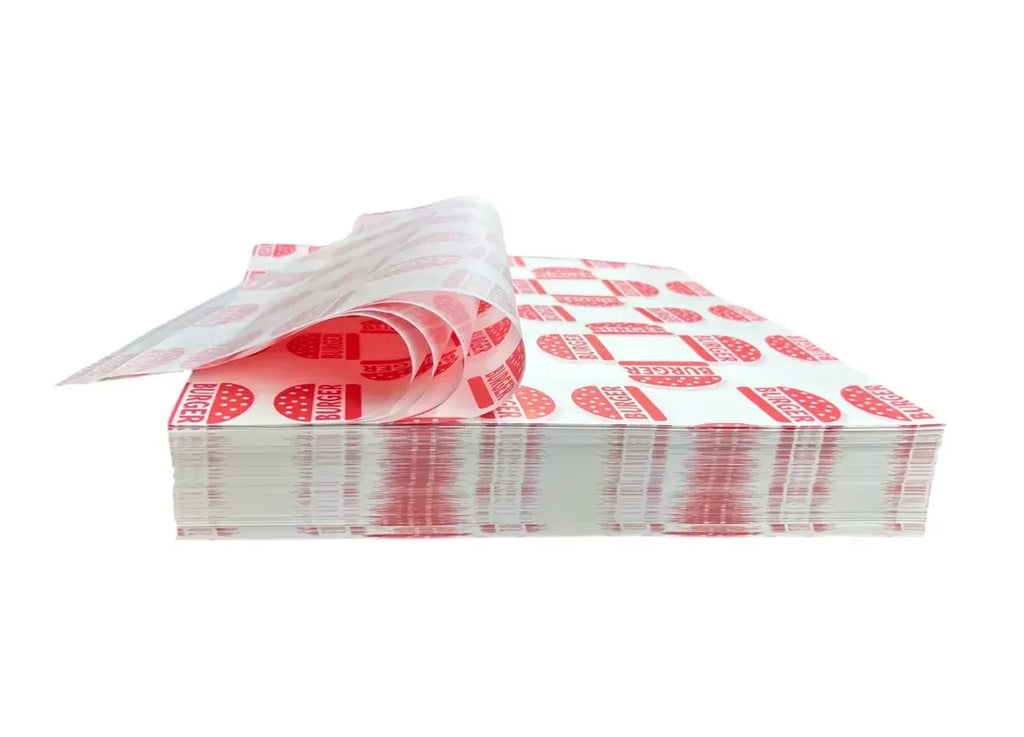 1000 piezas papel grado alimenticio impreso burger color rojo 29x34cm