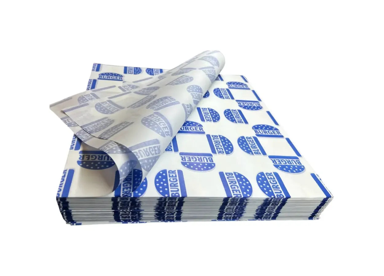 1000 piezas papel encerado burger color azul 20x30cm