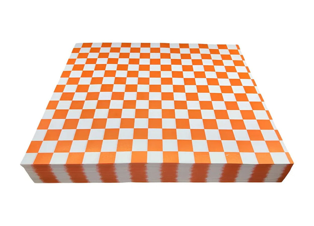 1000 piezas papel encerado cuadros color naranja 20x30cm