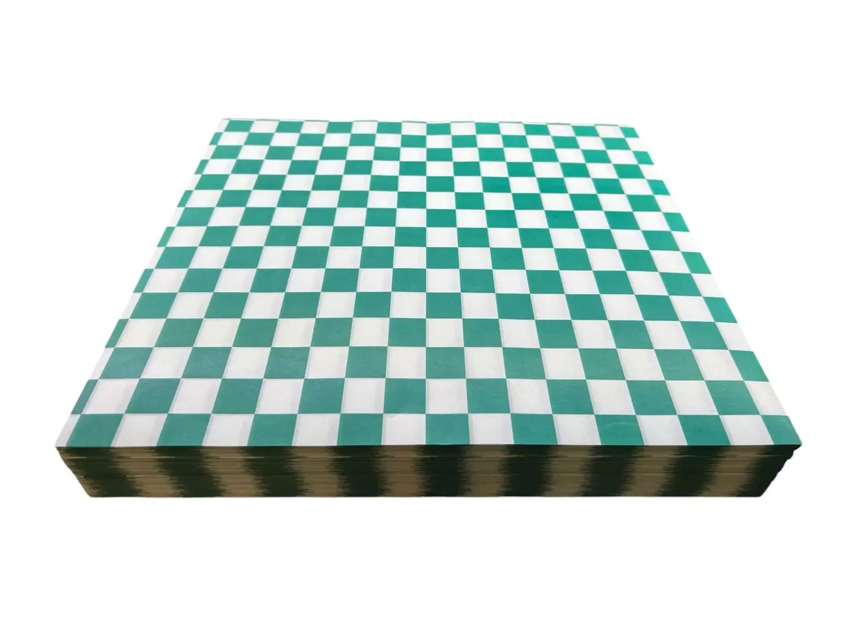 1000 Pz Papel Encerado Cuadros Color Verde 20x30