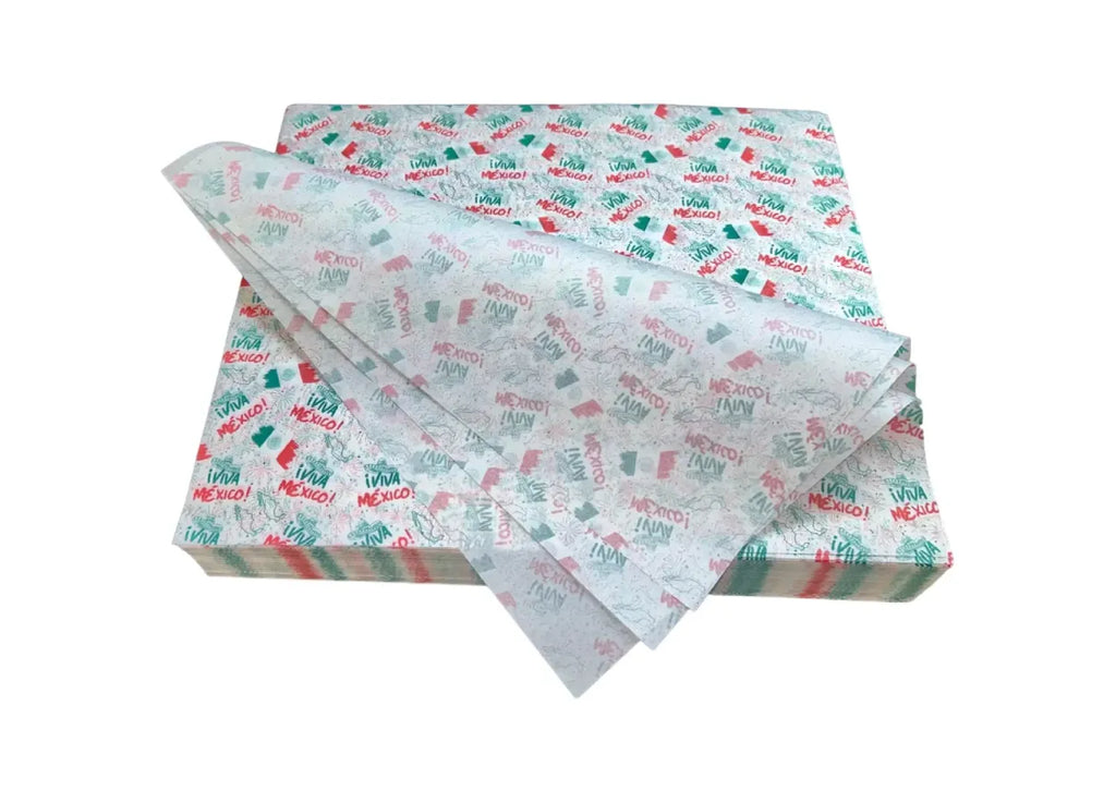 1000 piezas papel encerado impreso viva mexico 20x30 35g