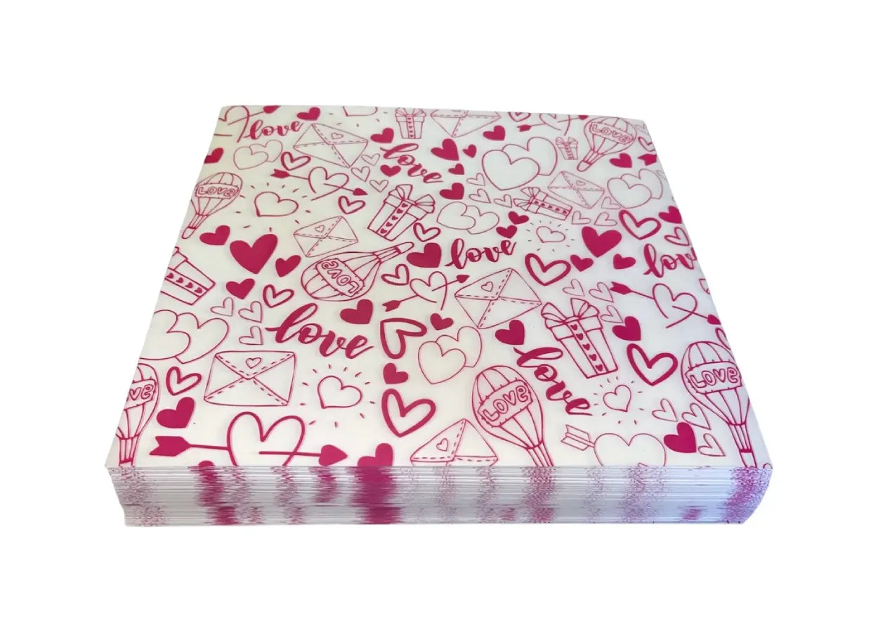 100 piezas papel encerado resistente diseño love 30x30cm