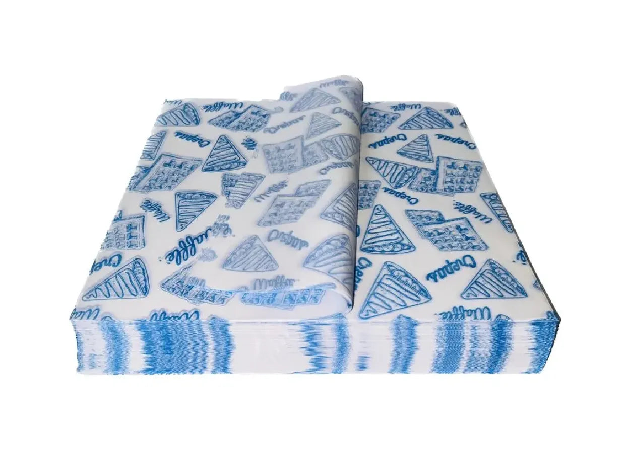 1000 piezas papel grado alimenticio crepas y waffles color azul acero 29x34cm 25g