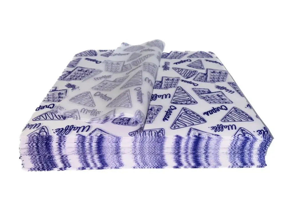 1000 piezas papel grado alimenticio crepas y waffles color violeta 29x34cm 25g